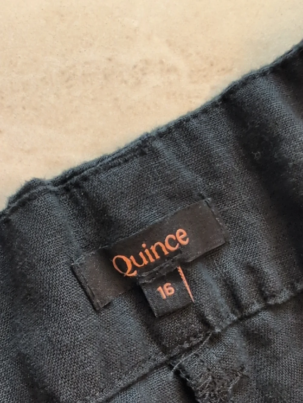 Quince 100% European Linen Patch Pocket Wide Leg Pants Black Size 16